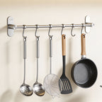 Barra de ganchos de pared de acero inoxidable para utensilios de cocina