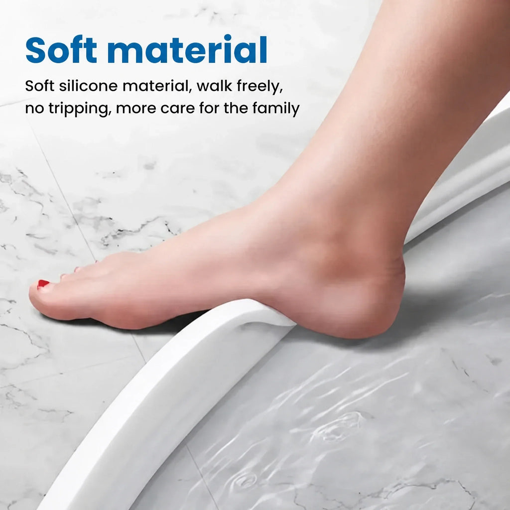 Barrera de agua autoadhesiva de silicona para ducha – Tira umbral de baño para separación húmedo-seco