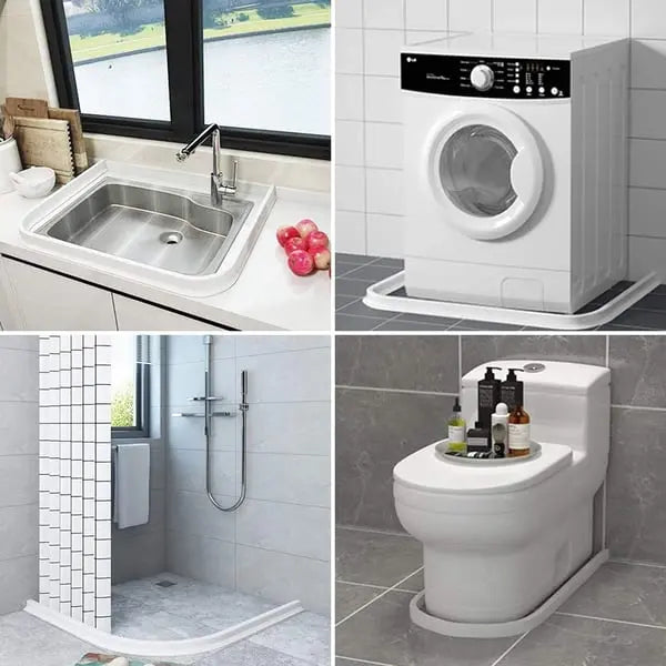 Barrera de agua autoadhesiva de silicona para ducha – Tira umbral de baño para separación húmedo-seco