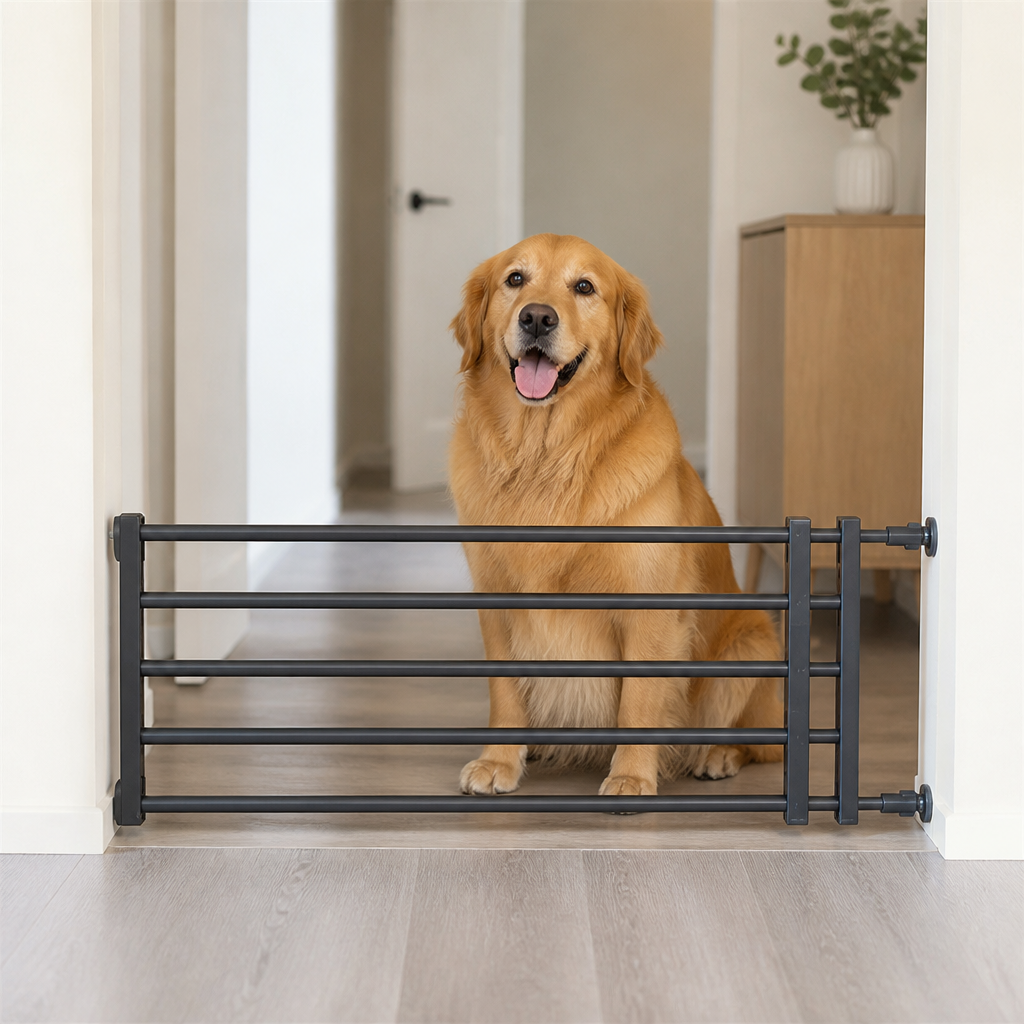Barrera retráctil para perros sin taladrar (anchura regulable)