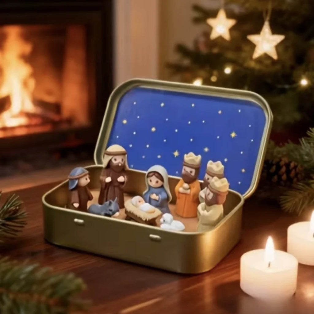 Belén navideño en caja decorativa