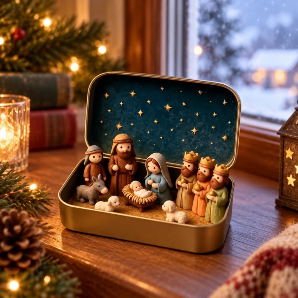 Belén navideño en caja decorativa