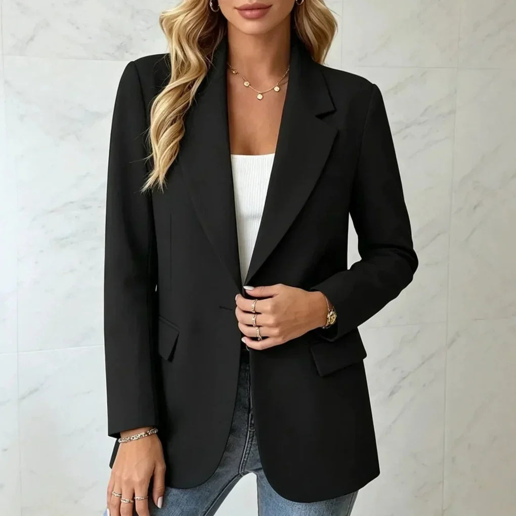 Blazer larga con cuello de solapa