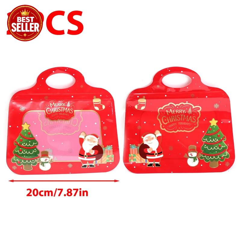 Bolsas navideñas para golosinas autocierre fácil – Diseño Papá Noel y muñeco de nieve | Resellables, aptas para alimento