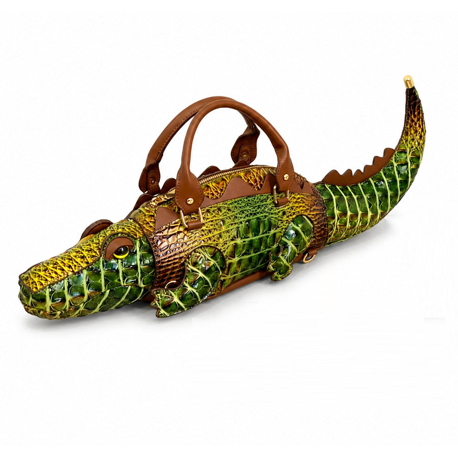 Bolso de mano con forma de cocodrilo