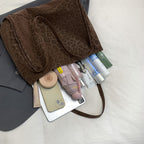 Bolso tote de hombro de ante texturizado de lujo