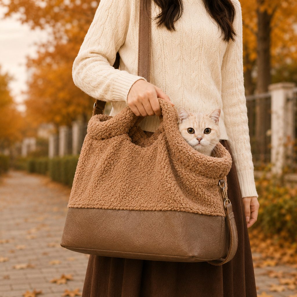 Transportín de Sherpa para Mascotas de Invierno para Paseos y Visitas al Veterinario - Base Estable, Bolso de Mano y Ban