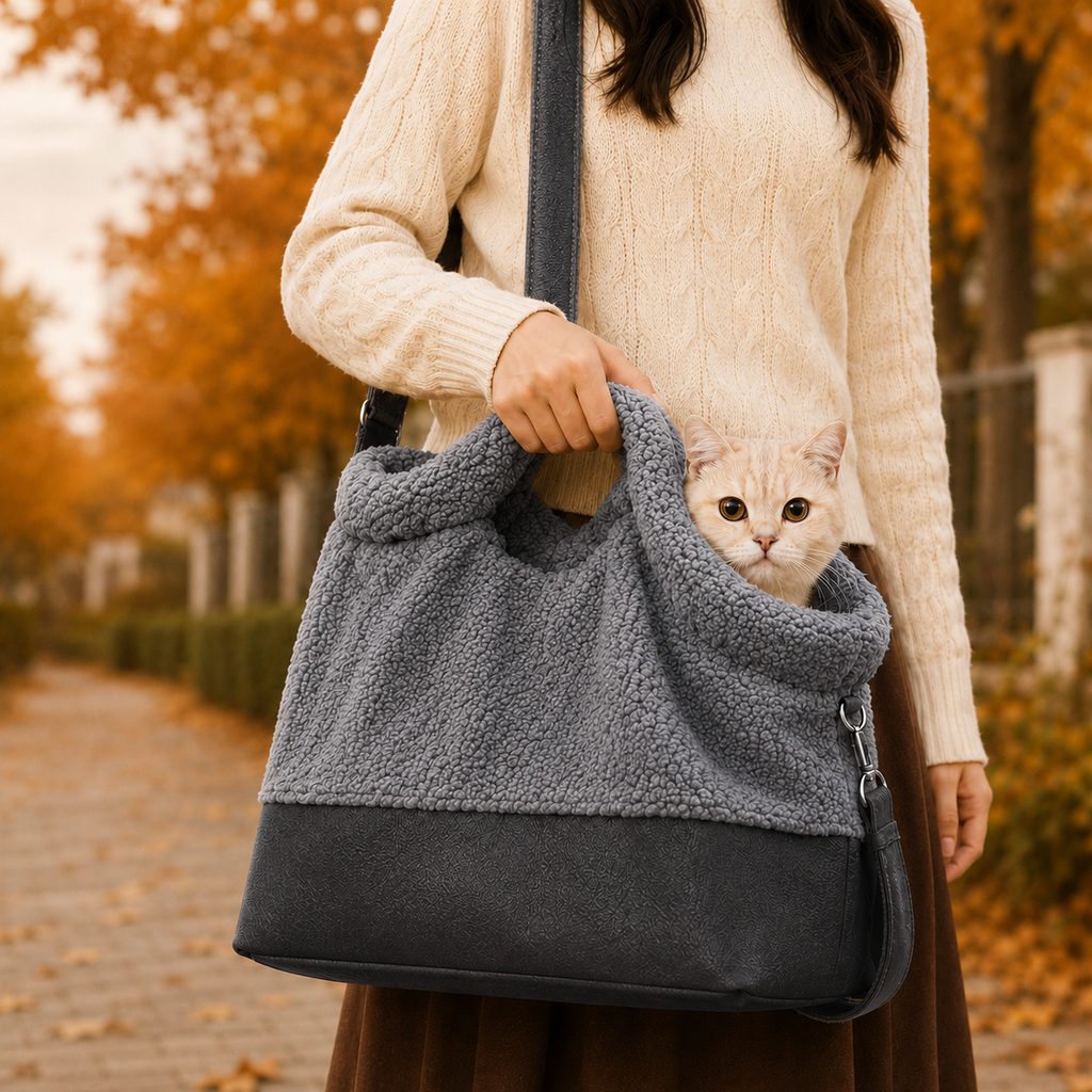 Transportín de Sherpa para Mascotas de Invierno para Paseos y Visitas al Veterinario - Base Estable, Bolso de Mano y Ban