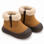 Botas de nieve de ante suave para bebé con puño de pelo sintético