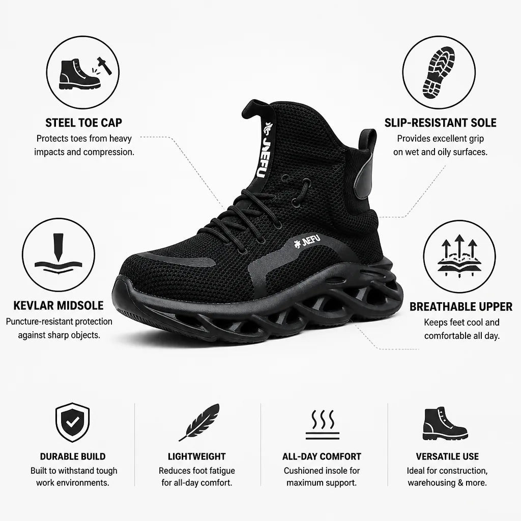 Botas de trabajo con puntera de acero y suela antideslizante resistente a perforaciones Kevlar