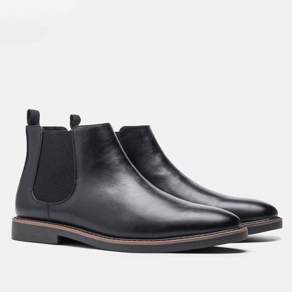 Botines Chelsea de hombre con paneles elásticos laterales y tirador trasero, suela con costuras contrastadas, 3 colores 
