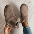 Botines forrados de pelo sintético para mujer, ante sintético con elásticos laterales y suela gruesa, 5 colores, 9 talla