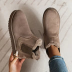 Botines forrados de pelo sintético para mujer, ante sintético con elásticos laterales y suela gruesa, 5 colores, 9 talla