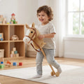 Caballo de palo de peluche con ruedas - Juguete de montar para niños pequeños