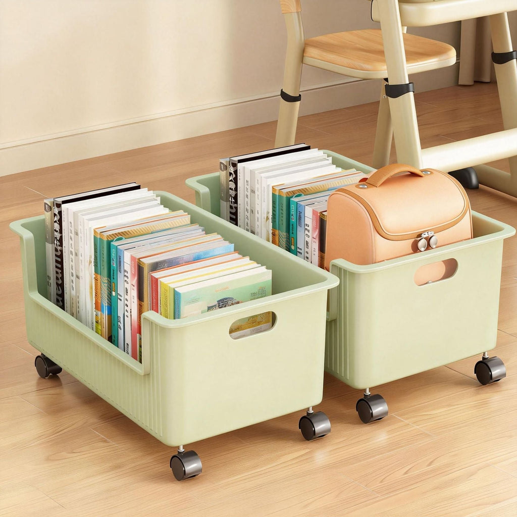 Caja móvil para libros de escritorio y suelo