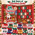 Calendario de adviento de calcetines de Navidad de 24 días, Caja regalo sorpresa de 12 pares, Diseños festivos aleatorio