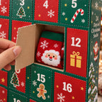 Calendario de adviento de calcetines de Navidad de 24 días, Caja regalo sorpresa de 12 pares, Diseños festivos aleatorio