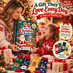 Calendario de adviento de calcetines de Navidad de 24 días, Caja regalo sorpresa de 12 pares, Diseños festivos aleatorio