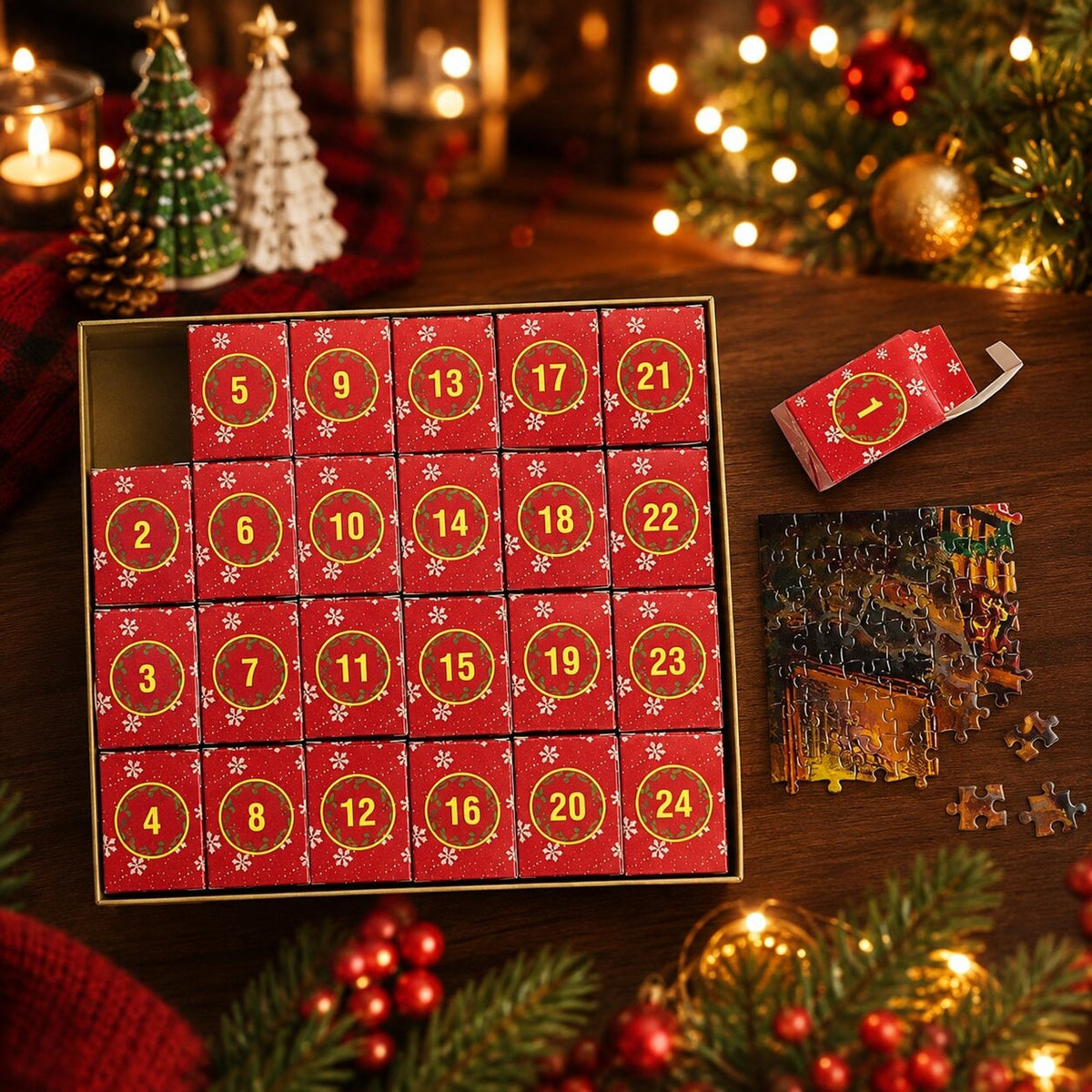 Calendario de adviento con puzle de Navidad 2026 de 1008 piezas para diversión diaria