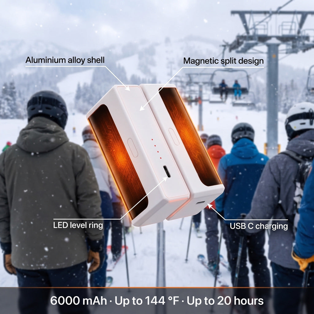 Calentadores de manos eléctricos de calentamiento rápido pack de 2 6000 mAh USB-C de bolsillo
