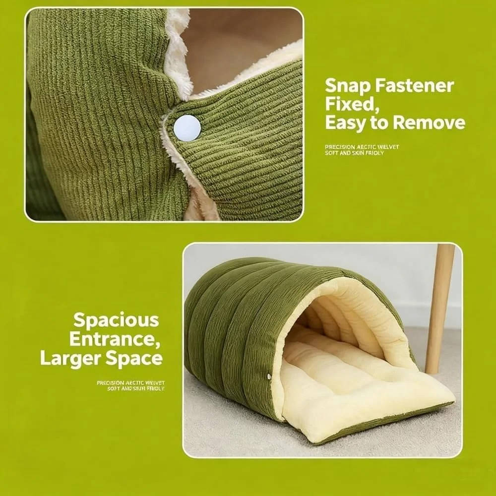 Cama cerrada de invierno para gatos extraíble y lavable