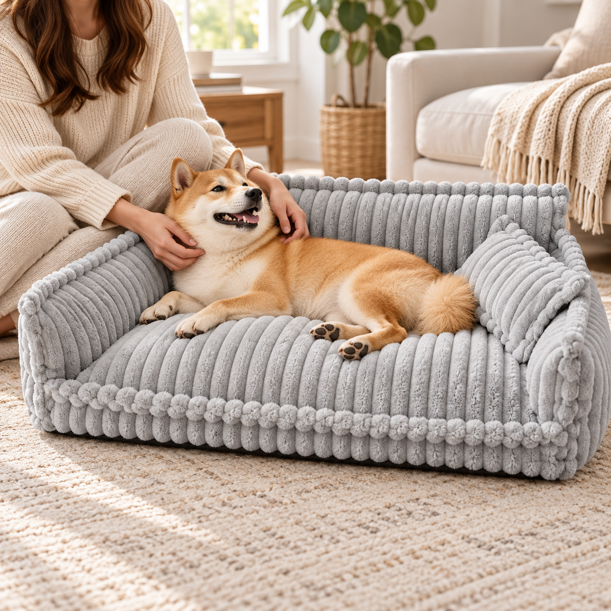 Cama ortopédica antideslizante para perros lavable estilo sofá