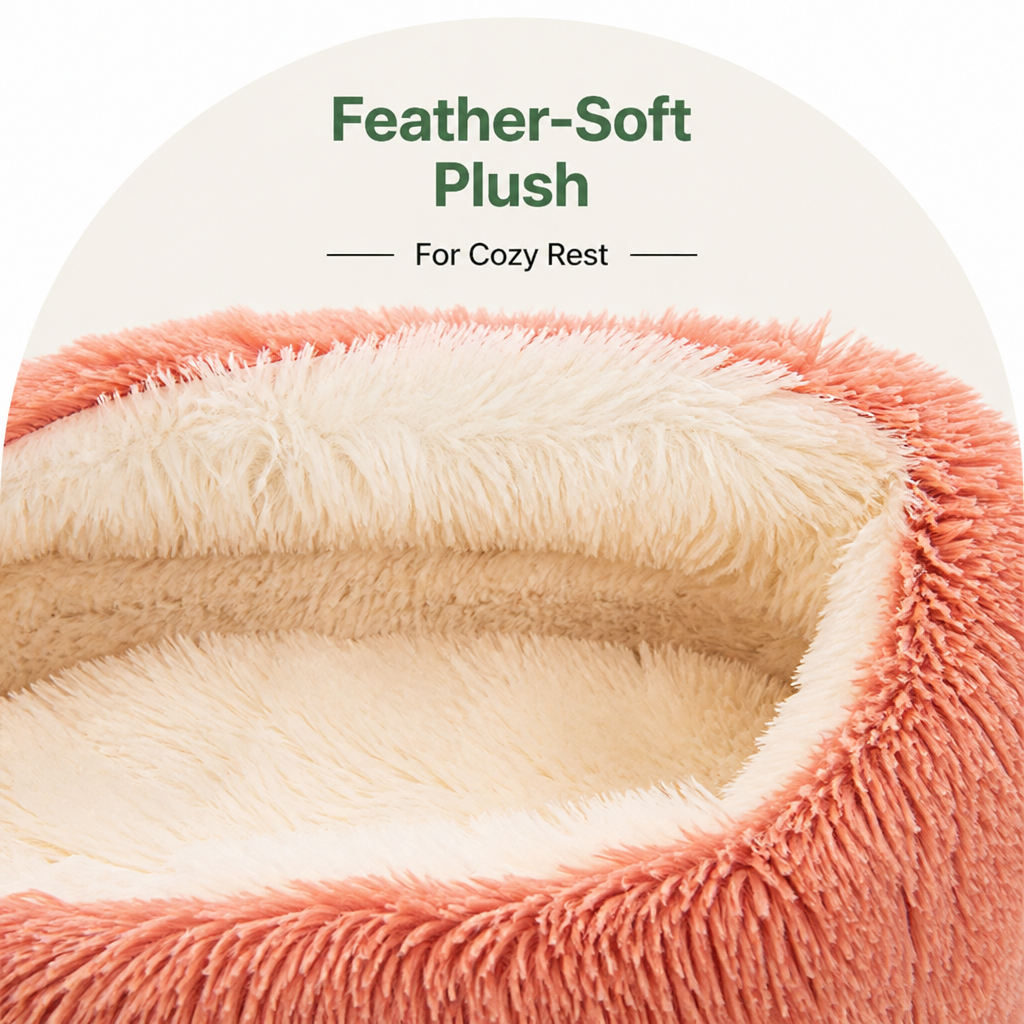 Cama semiabierta de felpa para mascotas (cojín extraíble lavable)