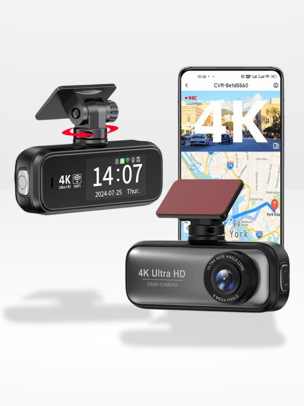 Cámara de coche 4K delantera y trasera con GPS integrado