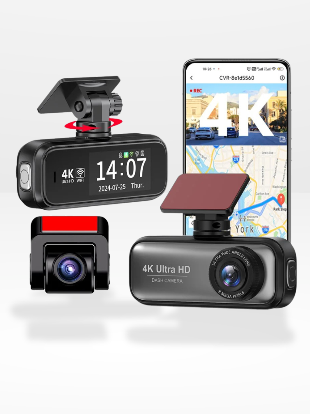 Cámara de coche 4K delantera y trasera con GPS integrado