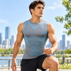 Camiseta de compresión sin mangas para hombre fitness