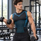 Camiseta de compresión sin mangas para hombre fitness