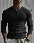 Camiseta Henley de canalé para hombre