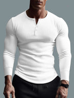 Camiseta Henley de canalé para hombre