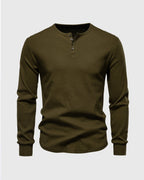 Camiseta Henley de canalé para hombre