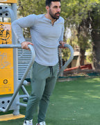 Camiseta Henley de canalé para hombre