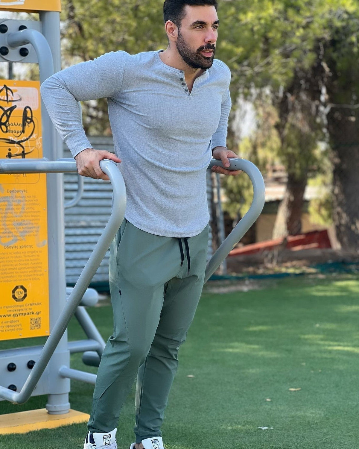 Camiseta Henley de canalé para hombre
