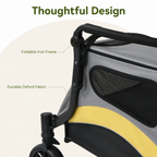 Carrito plegable de 4 ruedas con malla transpirable para mascotas