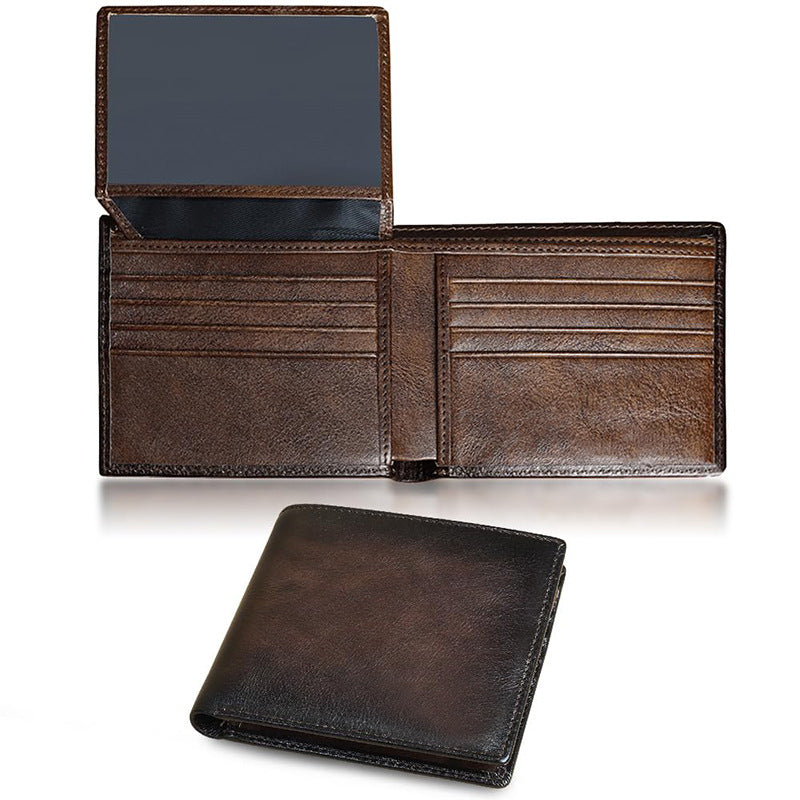 Cartera de piel clásica con triple pliegue