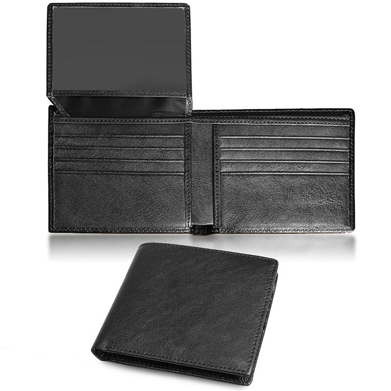 Cartera de piel clásica con triple pliegue
