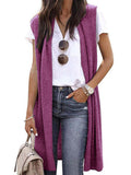 Chaleco de punto oversize de manga corta con abertura frontal para mujer