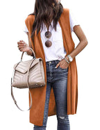 Chaleco de punto oversize de manga corta con abertura frontal para mujer