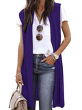 Chaleco de punto oversize de manga corta con abertura frontal para mujer
