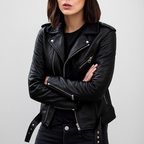 Chaqueta biker de piel sintética ajustada para mujer