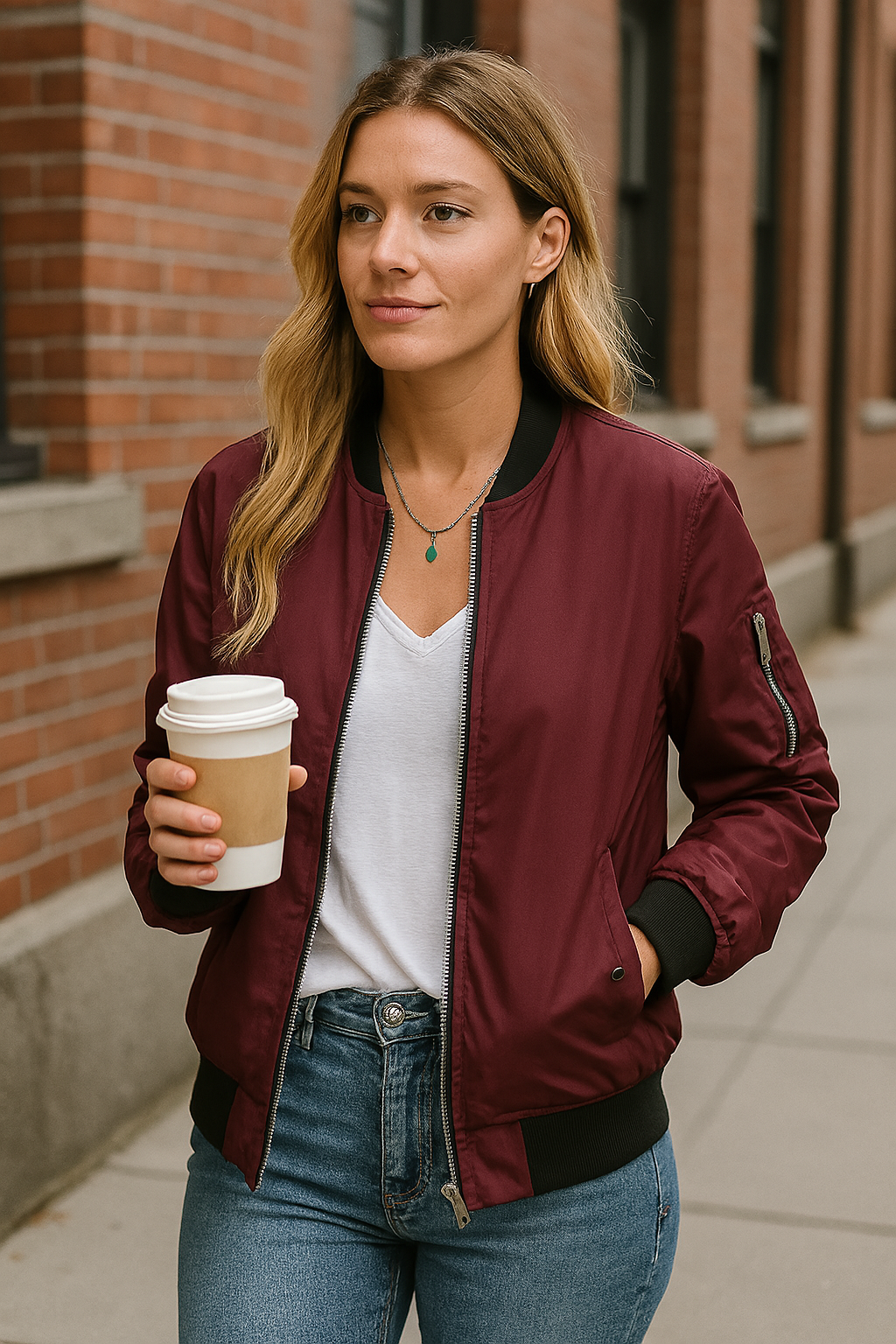 Chaqueta bomber con cremallera cómoda para mujer