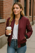 Chaqueta bomber con cremallera cómoda para mujer