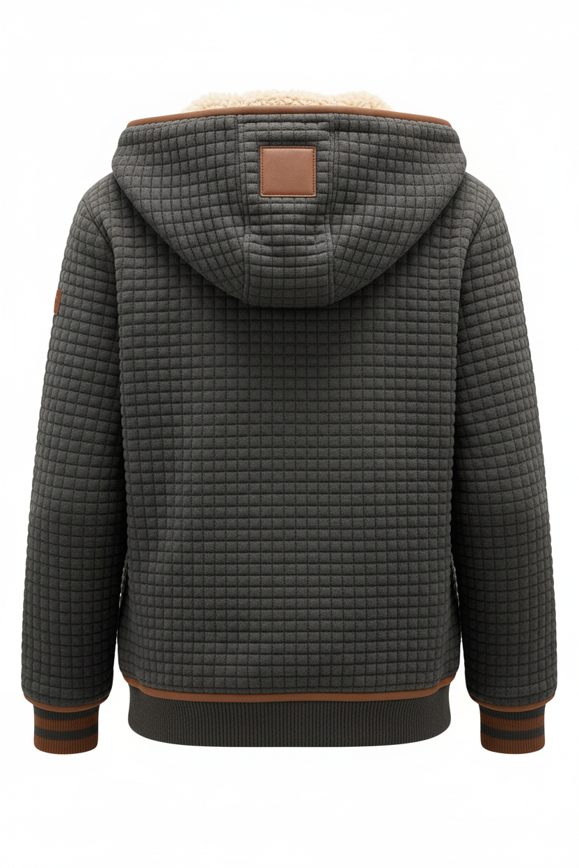 Chaqueta de exterior cálida retro para mujer con estampado de cuadros y doble cuello