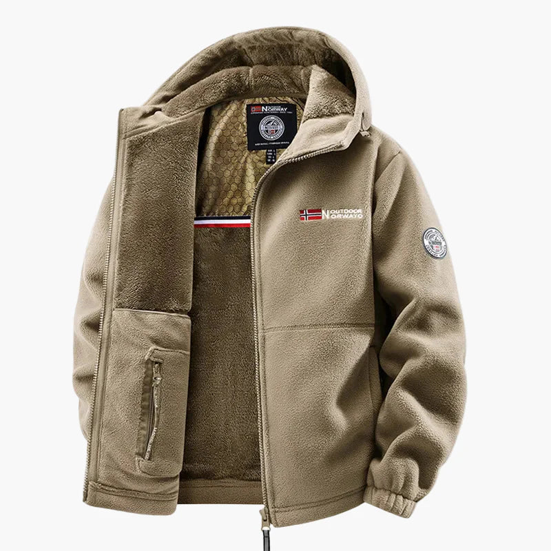 Chaqueta polar con capucha para exterior - Estilo escandinavo para invierno y uso casual