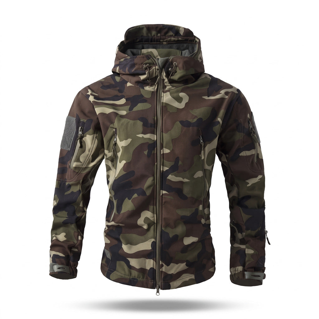 Chaqueta de trabajo softshell ripstop con capucha y forro polar para hombre