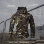 Chaqueta de trabajo softshell ripstop con capucha y forro polar para hombre