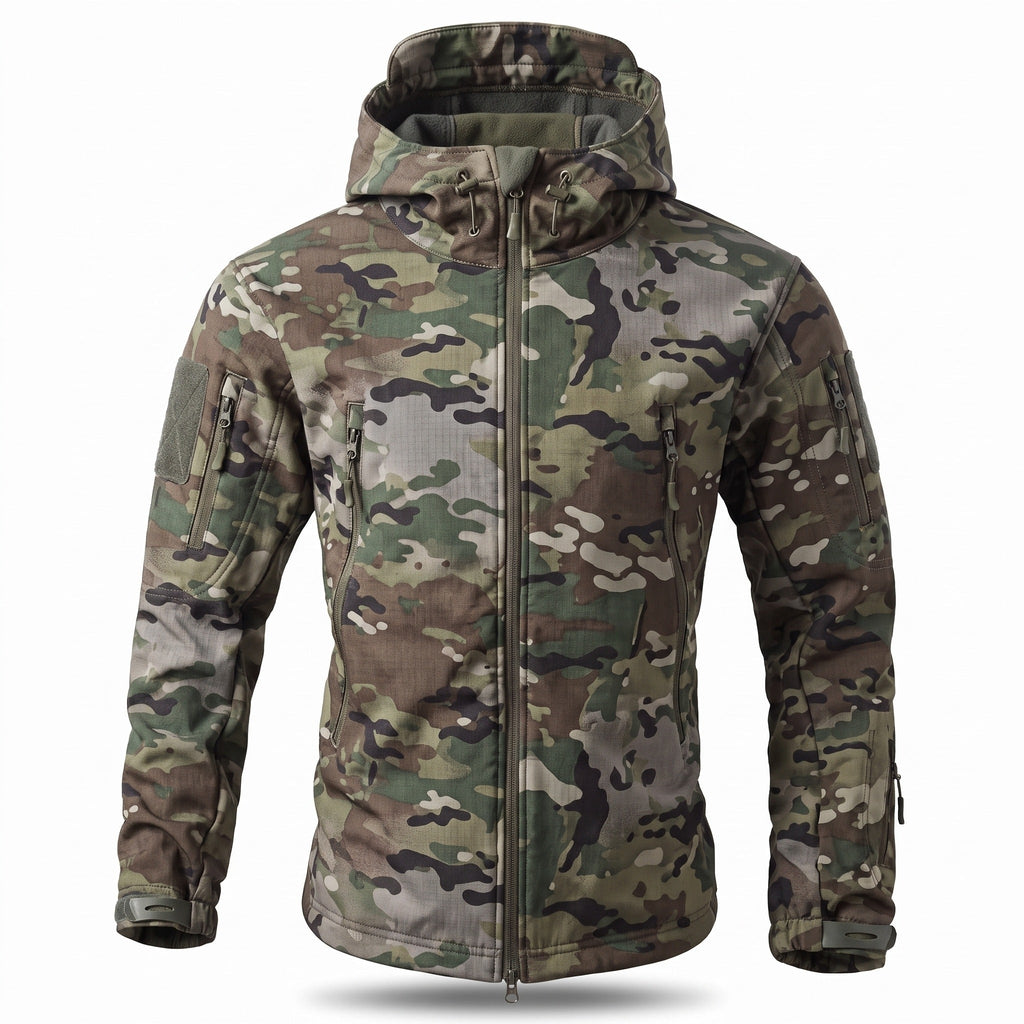 Chaqueta de trabajo softshell ripstop con capucha y forro polar para hombre